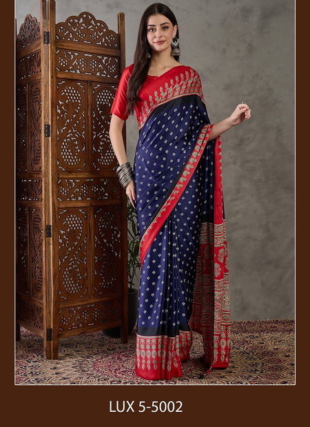 Lux 5 Semi Modal Printed Saree Wholesale Clothing Suppliers In India